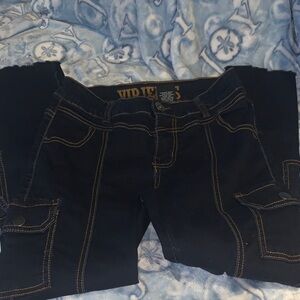 VIP Navy Jeans with golden Stitching